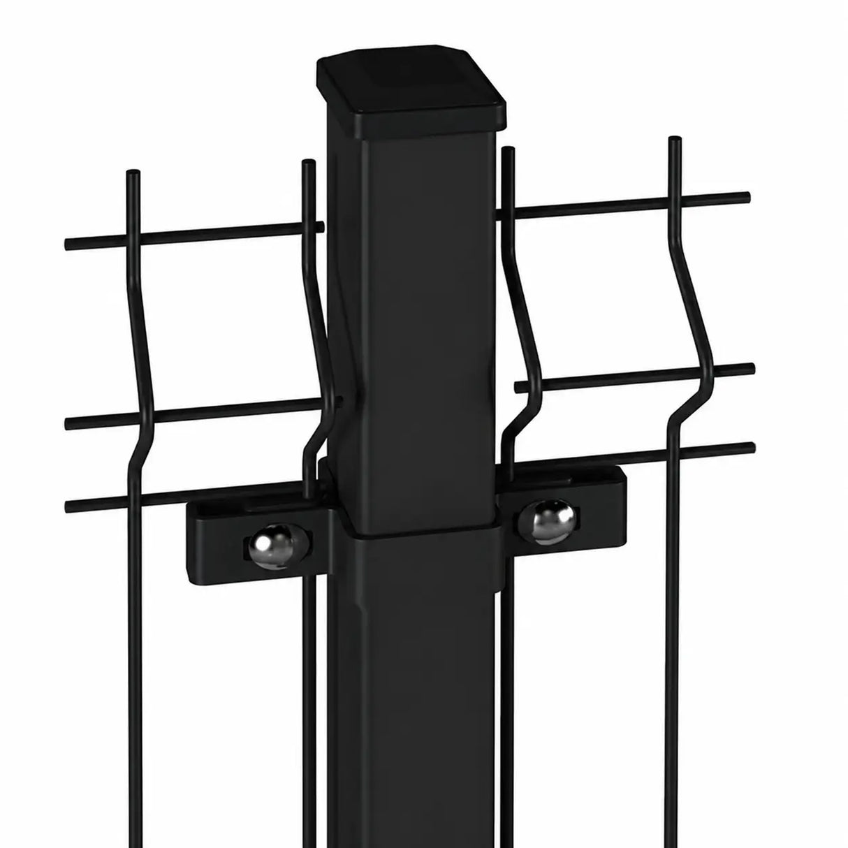 Poteau pour Clôture Rigide 60 × 40 mm – RAL 9005 – Avec Fixations et Capuchon Facadeck Wood Composite