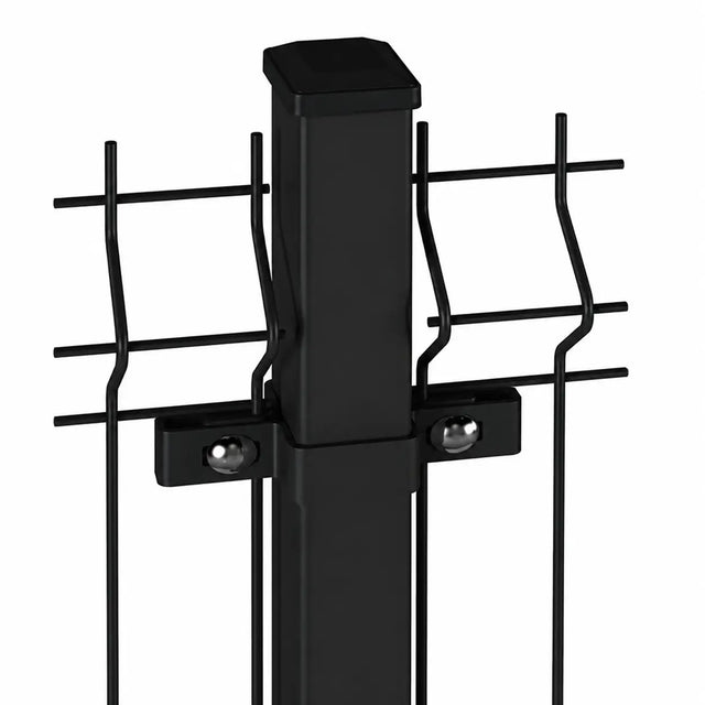 Poteau pour Clôture Rigide 60 × 40 mm – RAL 9005 – Avec Fixations et Capuchon Facadeck Wood Composite